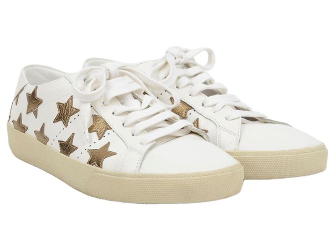 Saint Laurent Baskets Star Patch Blanc