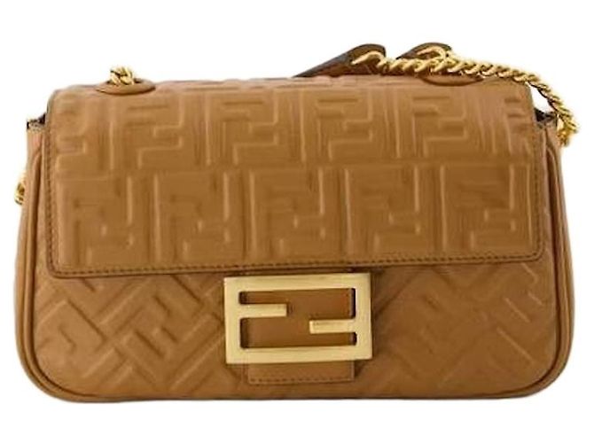 Fendi Bolsa Baguette Chain Midi em Couro Napa Multicor