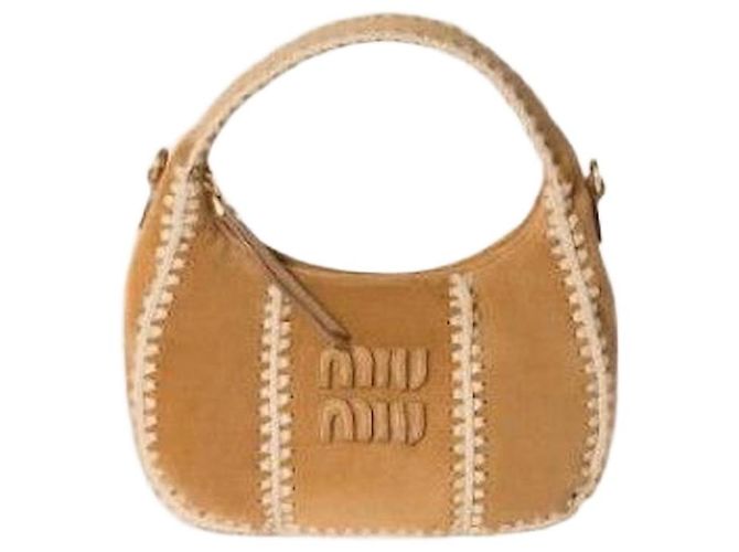 Miu Miu Bolsa Wander de camurça crochê Marrom