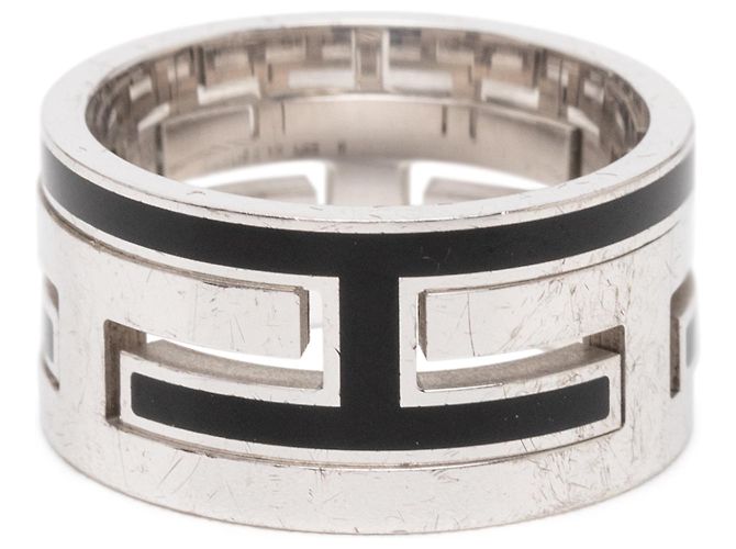 Ring Anel Move H em prata esterlina e esmalte Hermès