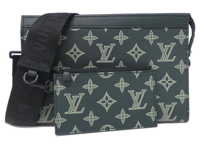 Portefeuille portable Louis Vuitton Monogram Shadow Gaston Vert