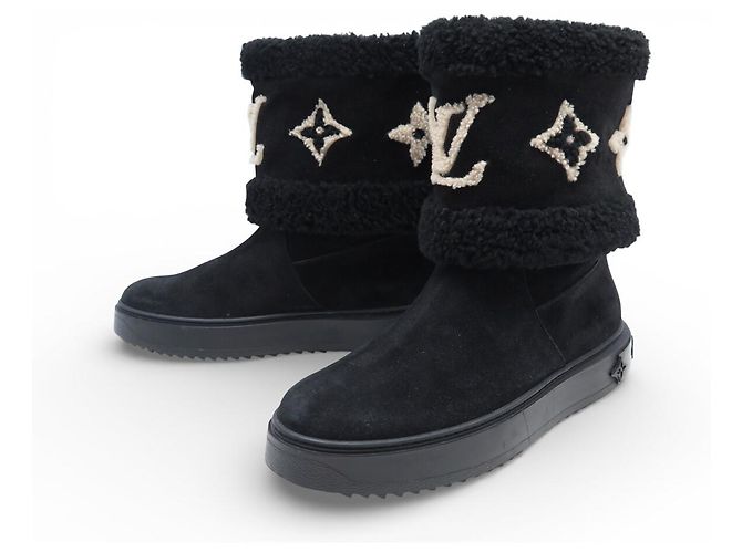 NEW LOUIS VUITTON SNOWDROP 1A95D5 41 BLACK ANKLE BOOTS