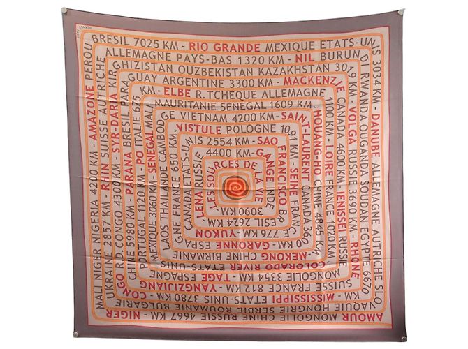 Hermès CACHECOL HERMES AS FONTES DA VIDA RAWYLER 90 SEDA BEGE