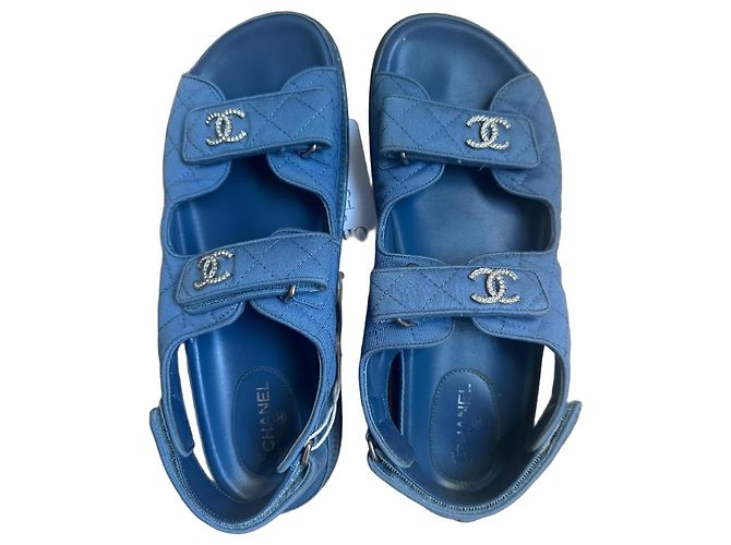Chanel Dad Sandalen Denim Blau