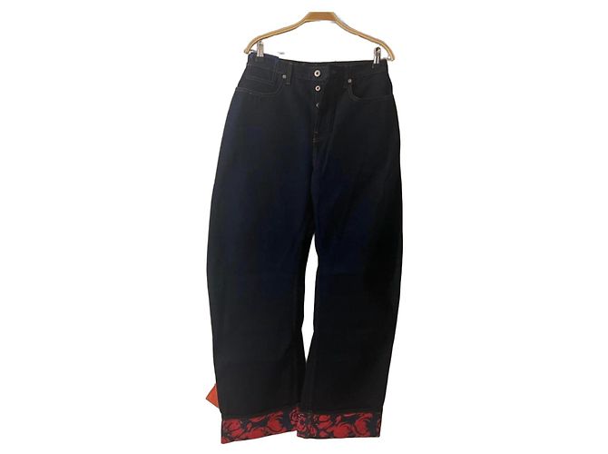 Jeans a gamba larga a vita alta BURBERRY Blu