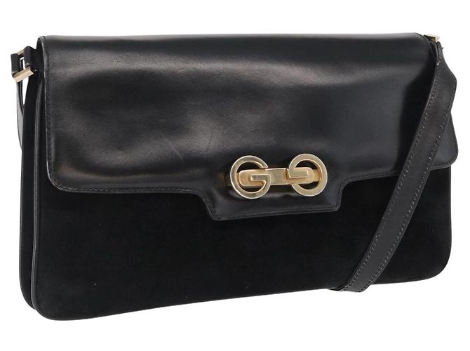 Borsa a Spalla GUCCI in Camoscio Nero e Oro Auth ep12880 D'oro