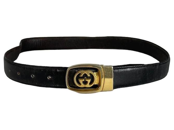 Vintage Gucci GG Ledergürtel braun