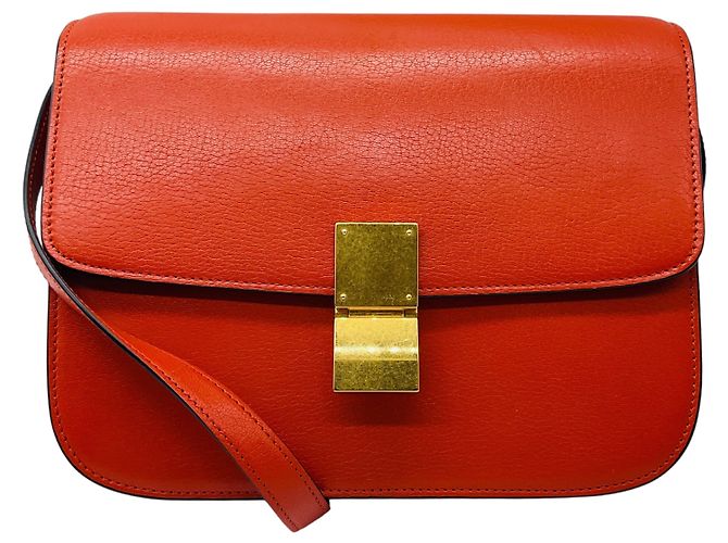 Classic Box Céline Sac en cuir box classique Celine orange