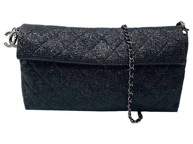 Bolsa de noite em couro de bezerro preto Chanel edição limitada Natal 2014