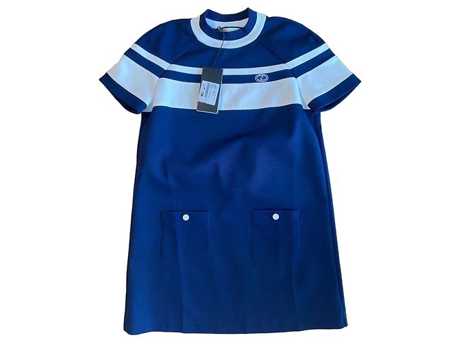 Blau-weiß gestreiftes Gucci Sommerkleid