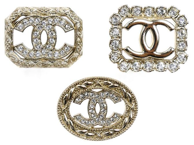 Set di spille 3 pezzi Coco Mark in metallo e strass CHANEL