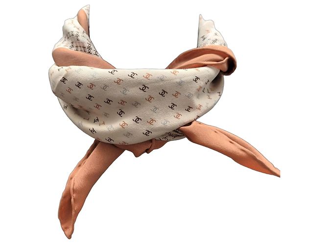 Chanel Silk Scarf Eggshell Pattern