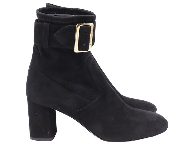 Botas de tornozelo Britannia com fivela Burberry em camurça preta Preto