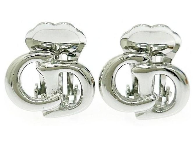 Brincos de prata com logo CD Christian Dior