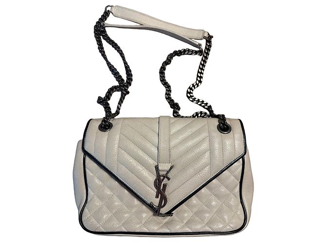 Collège Saint Laurent Bolsa College Chevron em couro branco