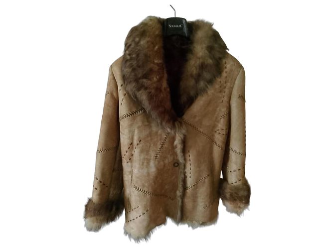 Autre Marque Giacca in agnello beige maniche 3/4