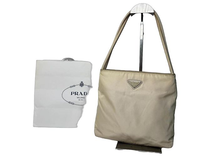 Sac Triangle en Polyester Vintage Prada Beige