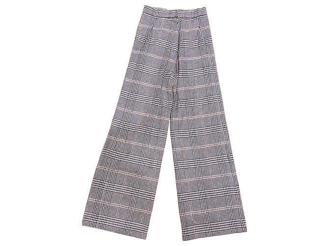 Autre Marque Karierte weite Hose Braun Schwarz Weiß