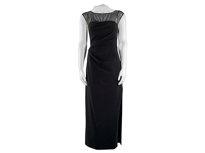 Vera Wang Schwarzes Abendkleid mit Netzdetails