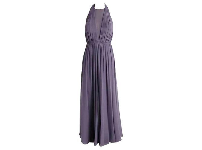 Vera Wang Chiffon-Abendkleid mit Netz-Einsatz Lila Lavendel
