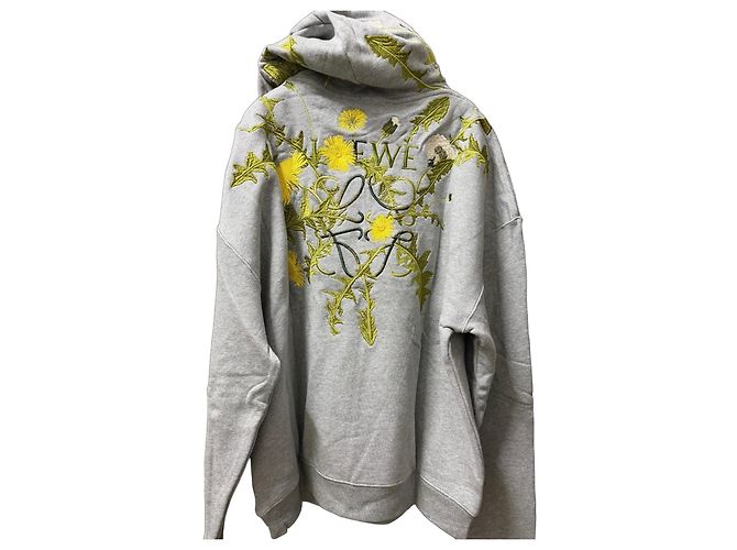 Sudadera de algodón bordada Dandelion de Loewe Gris Amarillo