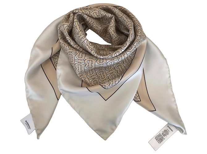 Burberry Seidenschal Beige Creme