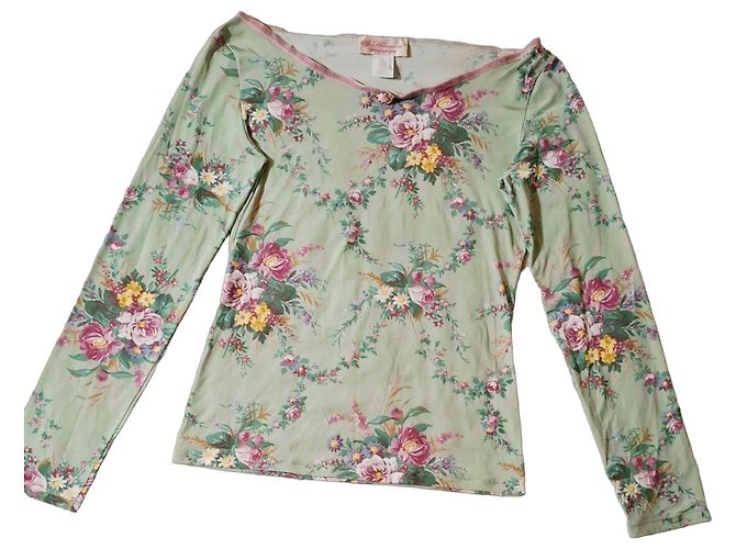 Camiseta de manga larga Blumarine con estampado floral Multicolor Verde