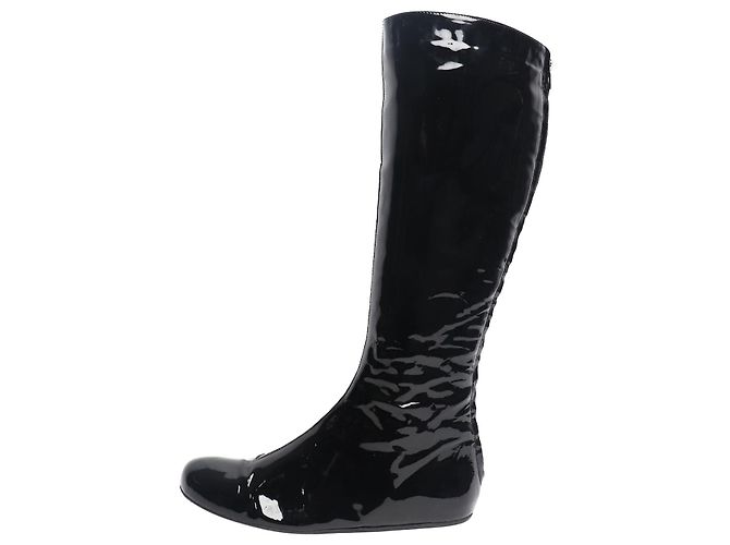 Lanvin Black patent boots - size EU 38.5