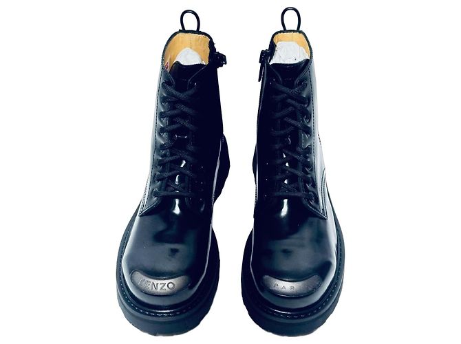 Kenzo Paris Kenzosmile Ankle Boots – Black Leather – Size 41