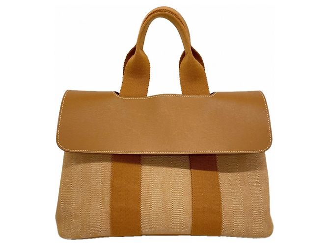 Bolsa Hermès Valparaiso PM Toile Chevron Marrom