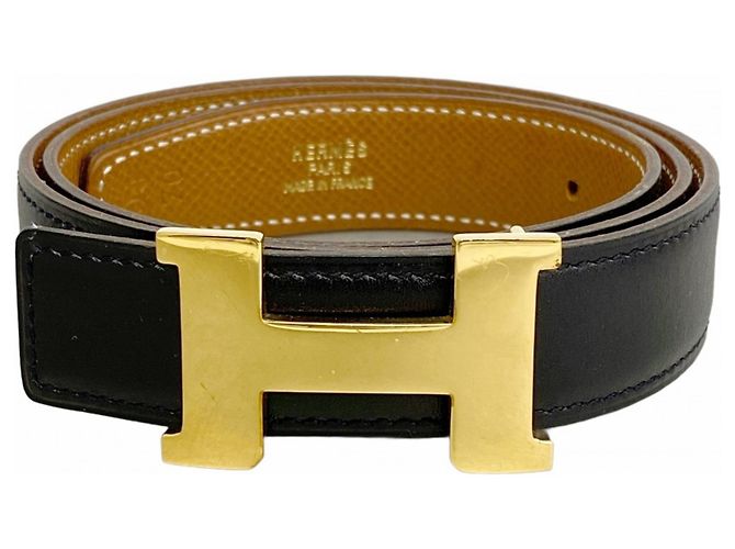 Hermès Constance Box Calf Gürtel Schwarz Golden