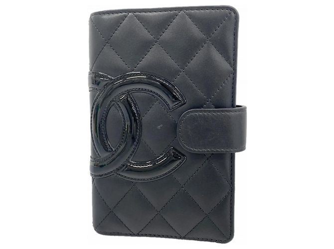 Chanel Cambon Geldbörse aus schwarzem Lammleder