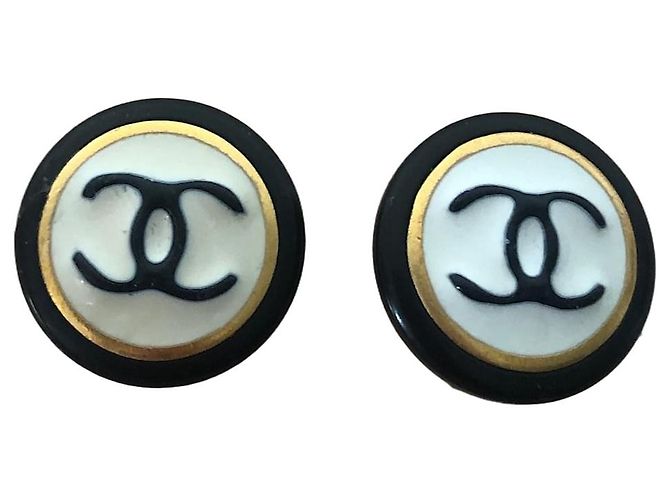 Par de brincos Chanel CC 1997 Multicor