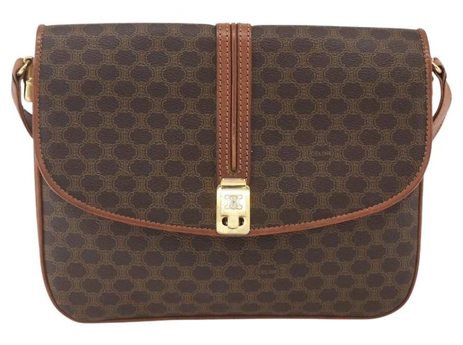 Céline Celine Vintage Macadam Canvas et Cuir Marron