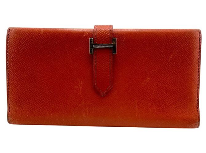 Hermès Hermes Bearn Dupli Long Wallet Orange