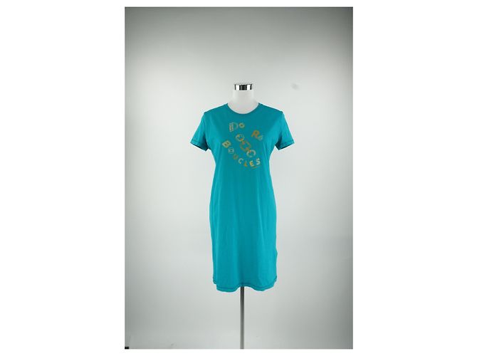 Vestido camiseta largo turquesa de Hermès con estampado Verde