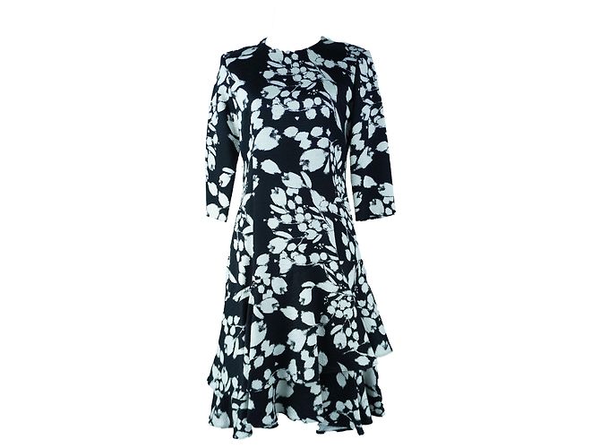 Carolina Herrera Karolina Herrera Midikleid mit schwarz-weißen Blumen