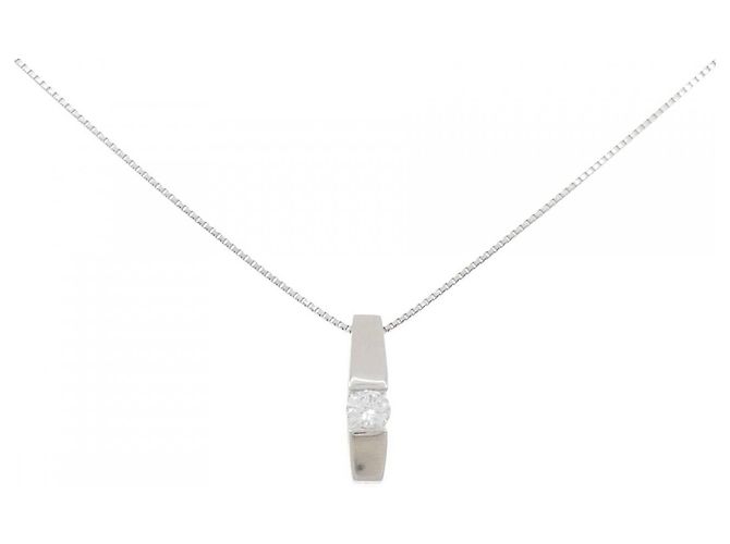 Autre Marque PT900 PT850 Diamant-Halskette Silber