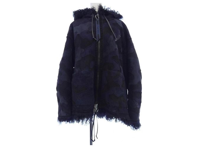 Giacca in shearling di agnello Christian Dior Nero Blu navy