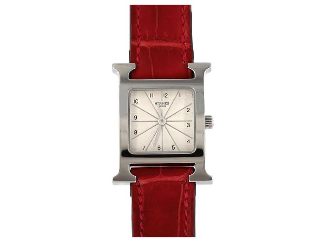 Relógio H da Hermès em aço inoxidável com quartzo Prata