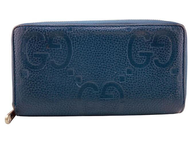 Gucci Navy Leather Long Wallet Navy blue