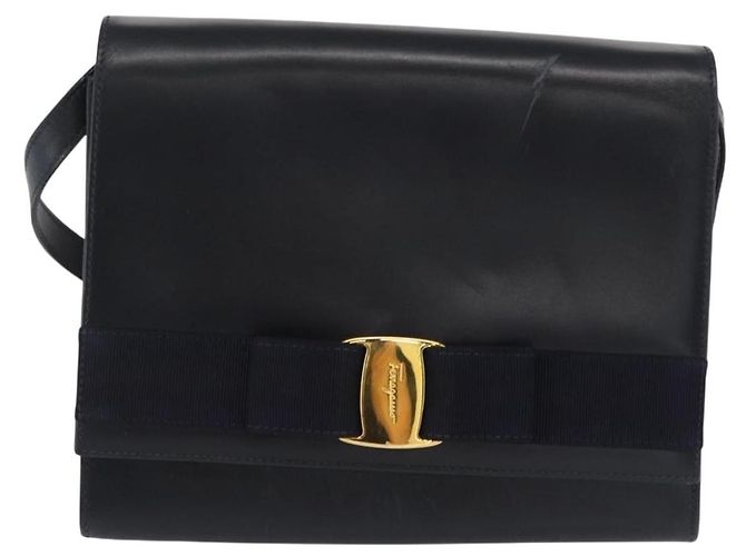 Borsa a Spalla Vala in Pelle Salvatore Ferragamo Blu navy