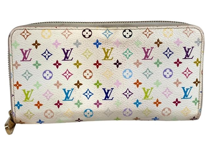 Portafoglio Zippy Monogram Multicolore Louis Vuitton Rosa Bianco