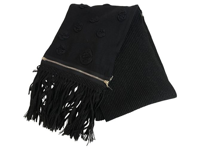 Sciarpa Camelia con Zip Chanel in Nero