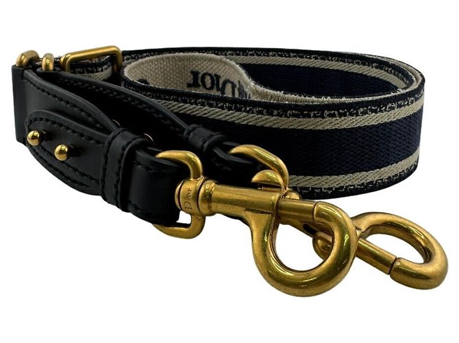 Christian Dior Embroidered Shoulder Strap White Golden Navy blue