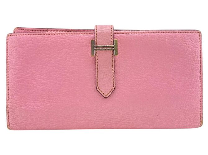 Hermès Hermes Bearn Soufflet Long Wallet Pink