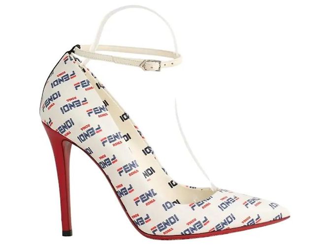 Fendi Weiße Leder-High Heels 
