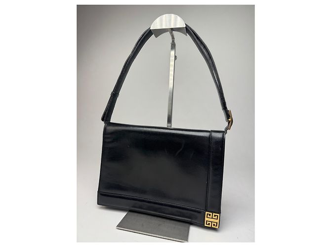 Vintage Givenchy Leder 2-Wege Handtasche Schwarz