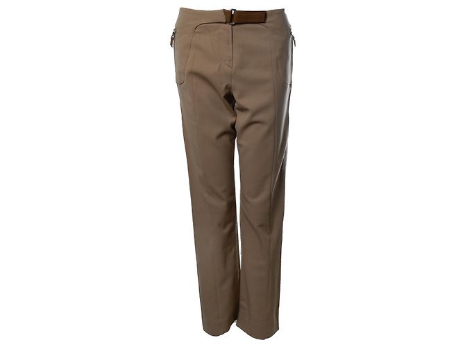 Prada, braune Hose mit Leder-Velcro-Verschluss