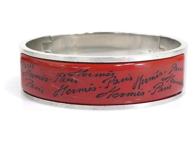 Pulseira de bangles de esmalte e metal Hermès Marrom Preto Prata 